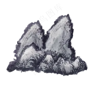 手绘中国风山水水墨画PNG素材