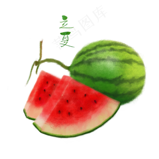 手绘水彩风立夏水果西瓜