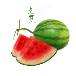 手绘水彩风立夏水果西瓜