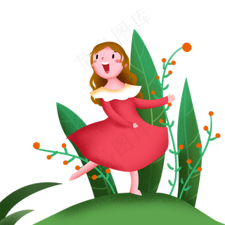 春分开心的小女孩,免抠元素