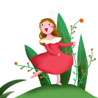春分开心的小女孩,免抠元素