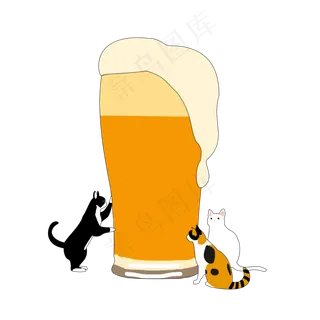 夏天冰啤手绘矢量图