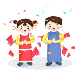 卡通拜年娃娃,免抠元素