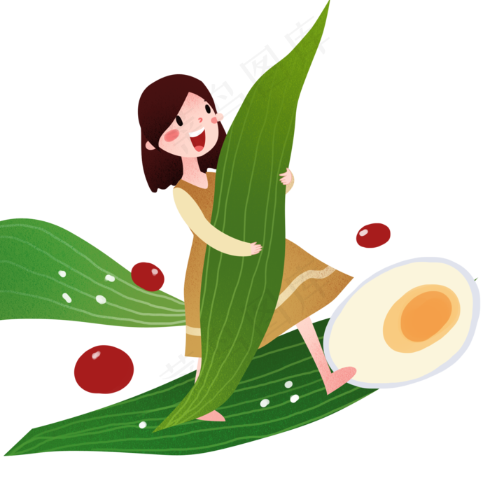 端午节绿粽包粽子