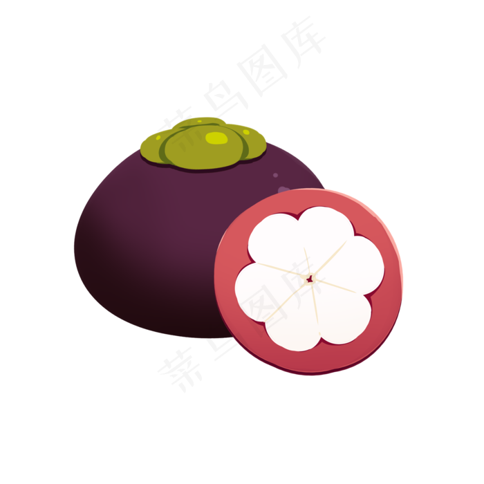 水果装饰图案椭圆双个山竹