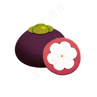 水果装饰图案椭圆双个山竹