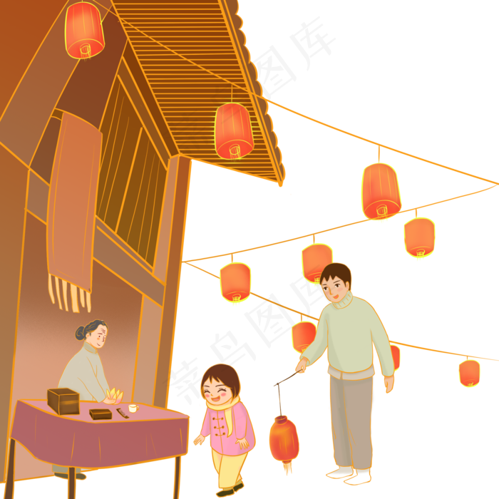 逛庙会元宵节灯会,免抠元素(2000X2000(DPI:300))psd模版下载