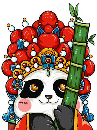 国潮风格熊猫将军,免抠元素