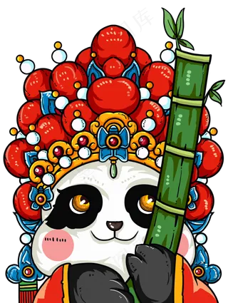国潮风格熊猫将军,免抠元素