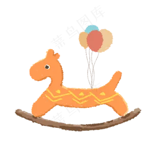带气球的黄色木马