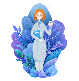 女王节女神节科学家手绘,免抠元素