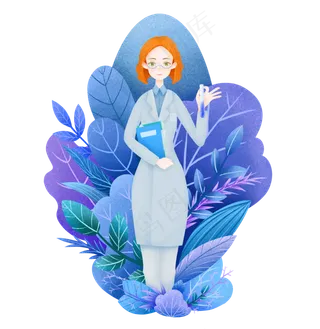 女王节女神节科学家手绘,免抠元素