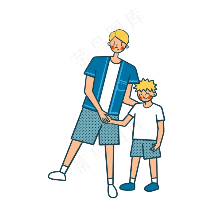 矢量免抠卡通可爱父亲节爸爸和儿(2362X2362(DPI:299))psd模版下载