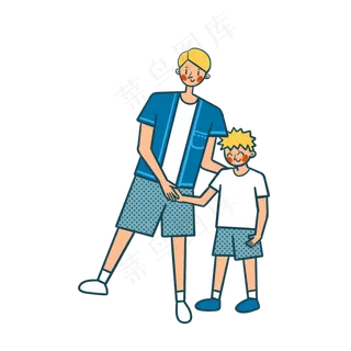 矢量免抠卡通可爱父亲节爸爸和儿