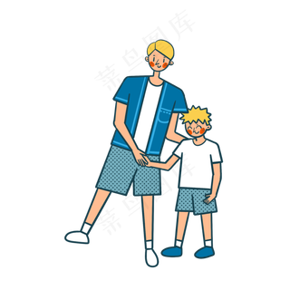 矢量免抠卡通可爱父亲节爸爸和儿