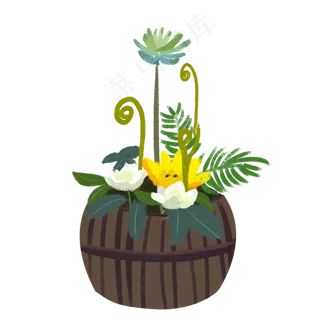 手绘卡通木制花瓶花盆花艺