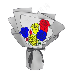 情人节各色时尚玫瑰花束PNG图案