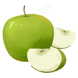 水果切开的青苹果