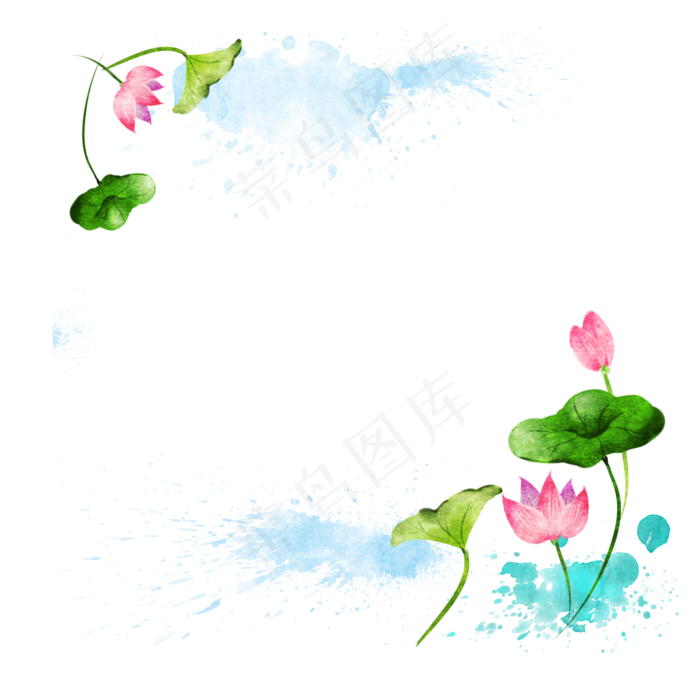 夏荷荷花荷叶边框