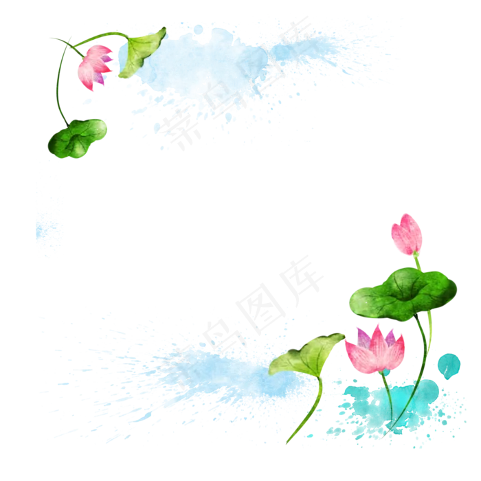 夏荷荷花荷叶边框