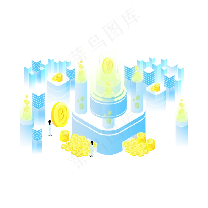 2.5D蓝色Fintech场景,免抠元素(1200*1200px 72dpi )ai矢量模版下载
