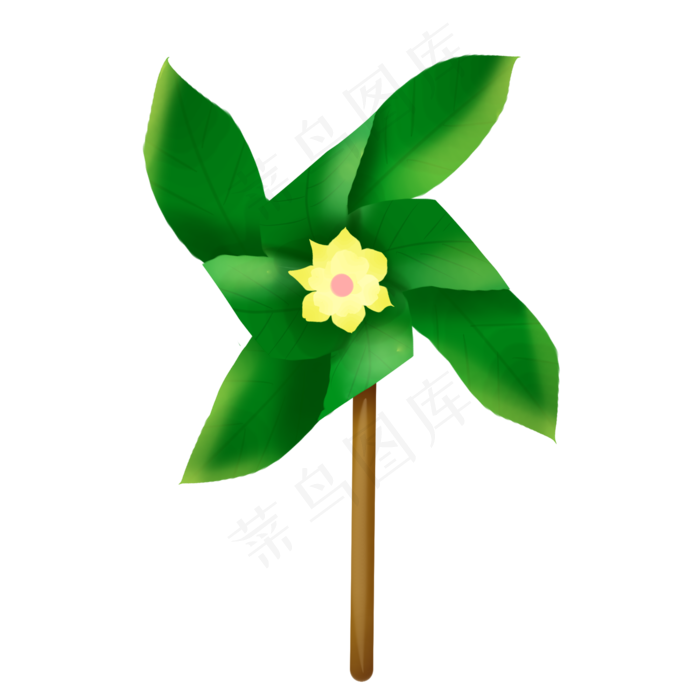 绿色环保手绘树叶风车