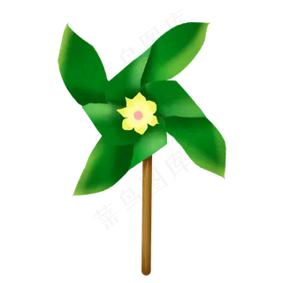 绿色环保手绘树叶风车