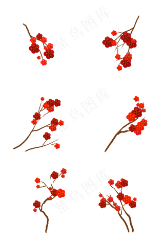 新年元旦元宵节梅花装饰,免抠元素