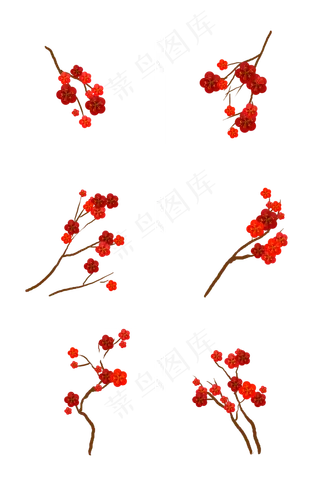 新年元旦元宵节梅花装饰,免抠元素