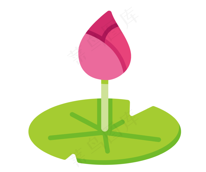 红色荷花卡通装饰