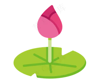 红色荷花卡通装饰