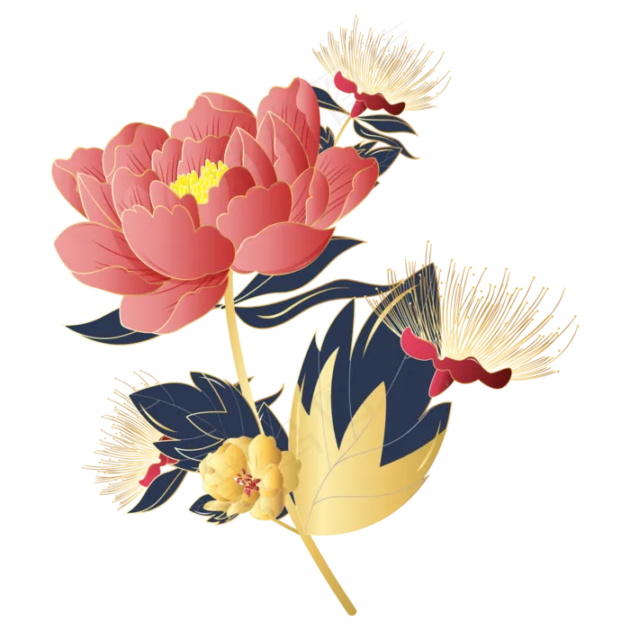 国潮花朵装饰,免抠元素(2000*2000px 300 dpi )ai矢量模版下载