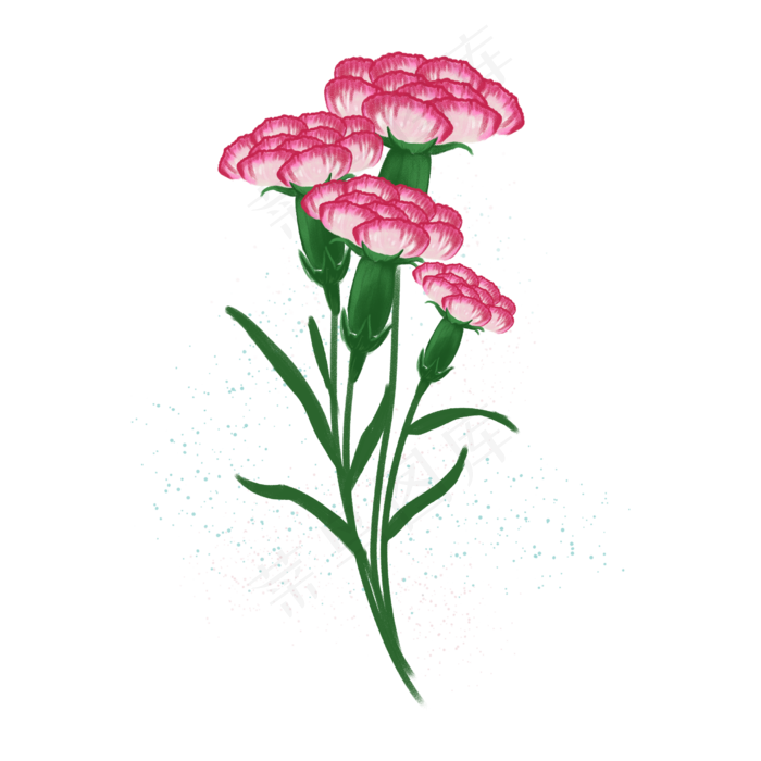 卡通手绘温馨母爱花朵之一束粉红,免抠元素(2500X2500(DPI:300))psd模版下载