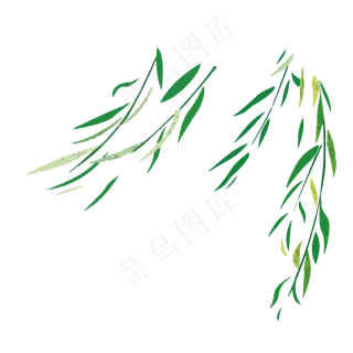 绿色飘零柳叶元素设计