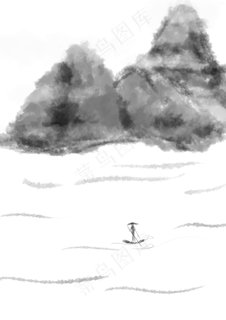 清明节山水水墨图