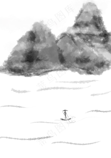 清明节山水水墨图