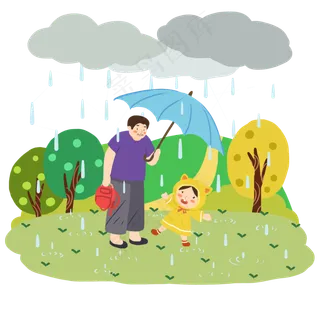 父亲节绿色扁平风元素撑伞