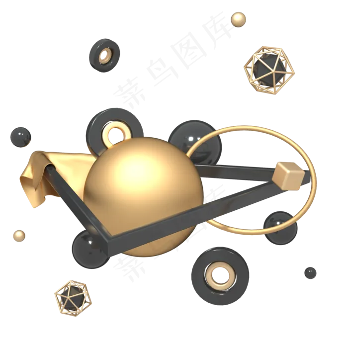 C4D黑金色618装饰几何球立(2000*2000px 300 dpi )
