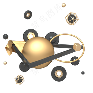 C4D黑金色618装饰几何球立