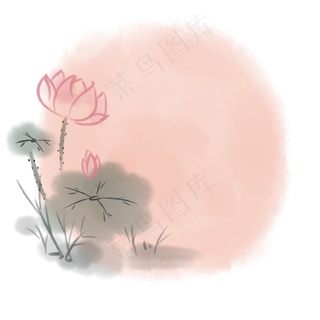 中国风水墨荷花边框