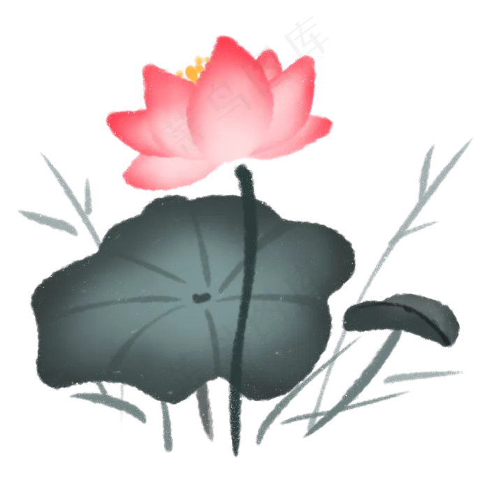 水墨中国风植物荷花(3000X3000(DPI:300))psd模版下载