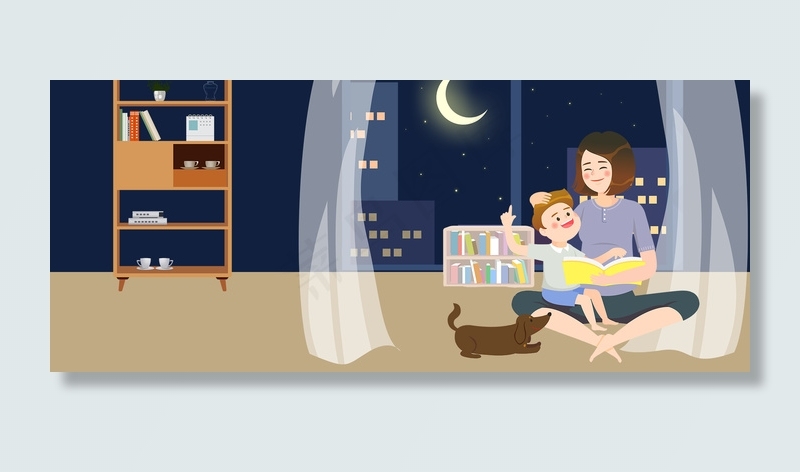 感恩父母小清新手绘蓝色banner