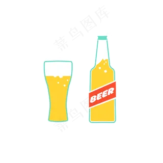 简约扁平啤酒矢量图,免抠元素