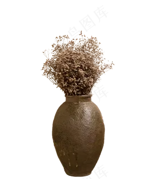 陶罐干花,免抠元素