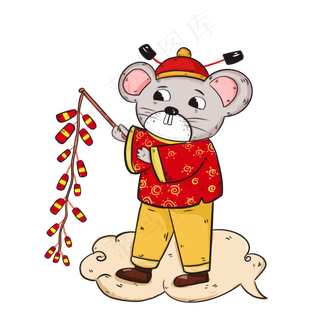 国潮风放鞭炮老鼠