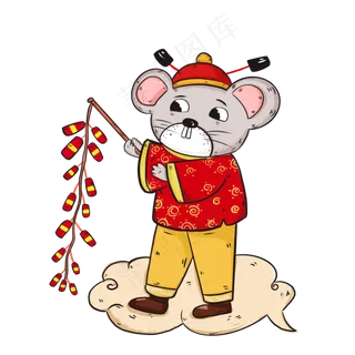 国潮风放鞭炮老鼠