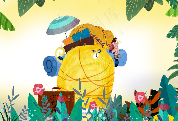 插画手绘简约旅游