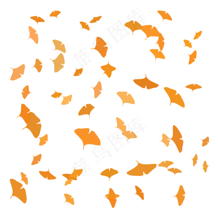 黄色漂浮银杏叶(2000X2000(DPI:150))psd模版下载