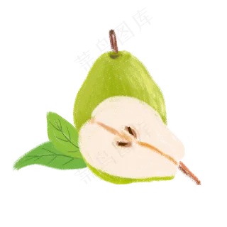 夏天鹅黄色绿色手绘肌理梨新鲜水