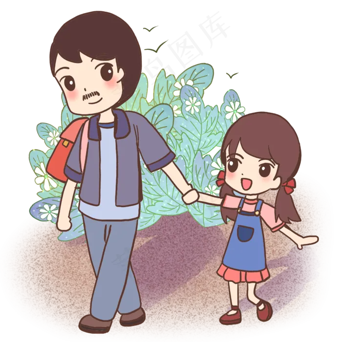 父亲接女儿放学(2480X2480(DPI:300))psd模版下载